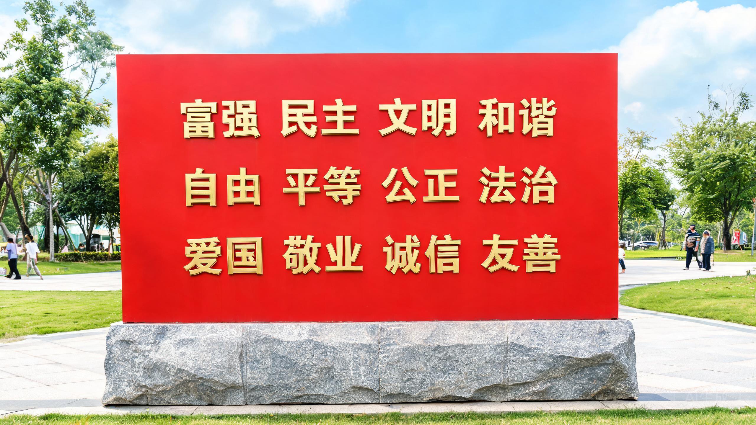 核心价值观标识标牌实拍图